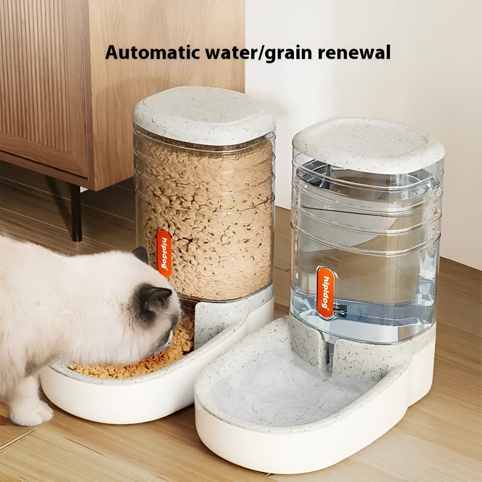 Blue automatic pet water fountain with 3.8 litre capacity for cats and dogs on a floor.