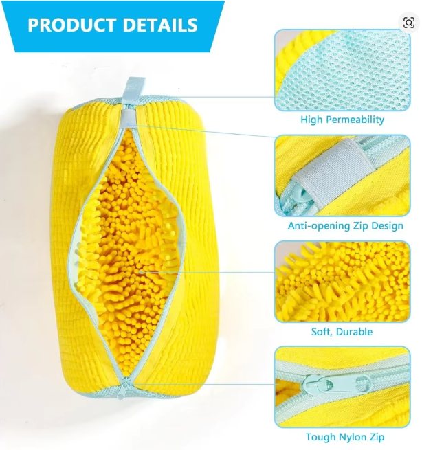 Effortless Shoe Laundry Bag with Rich Fluff Inside - Durable Zipped Washing Machine Protector for Trainers