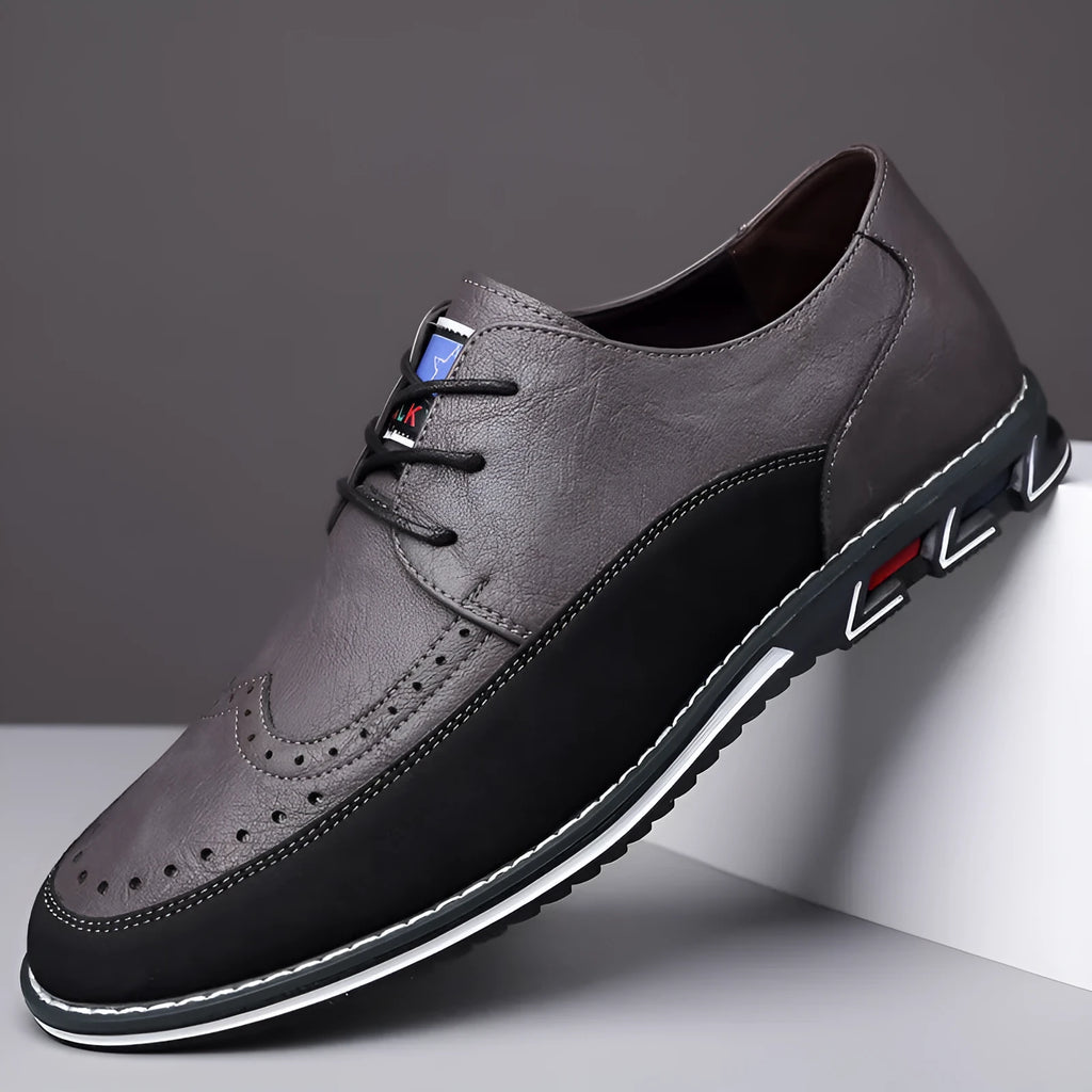 Men's leather casual slip-on shoes with leather toe cap and rubber soles in multiple colours