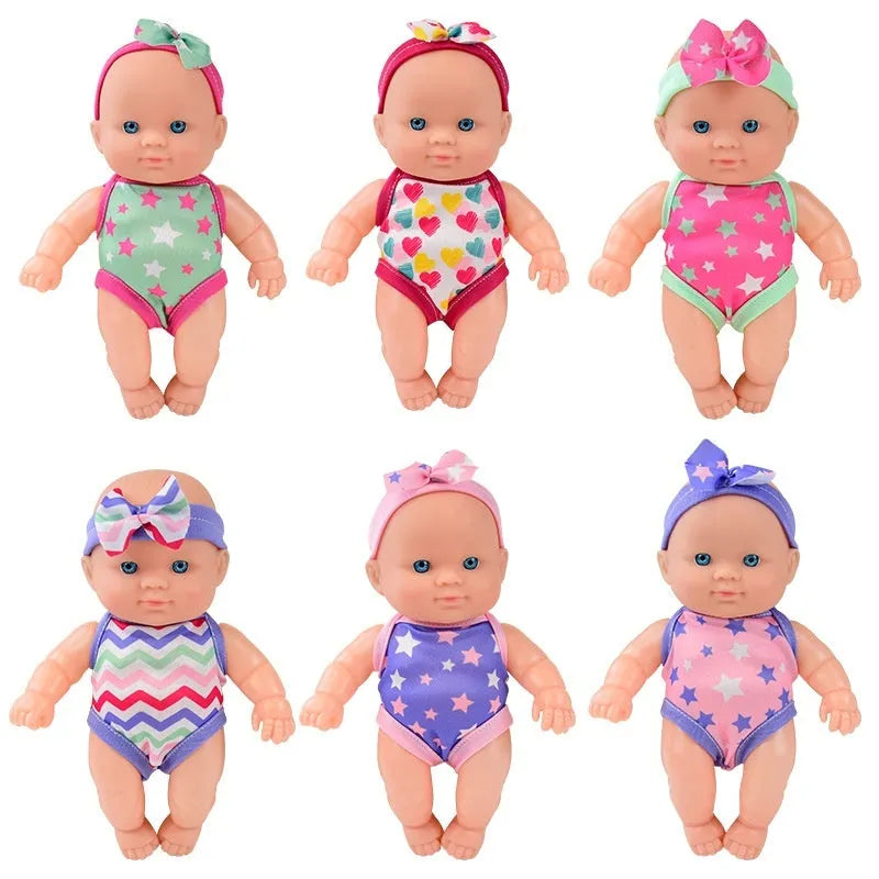 Simulation baby vinyl figurine doll in display showing realistic details and 21.5cm height
