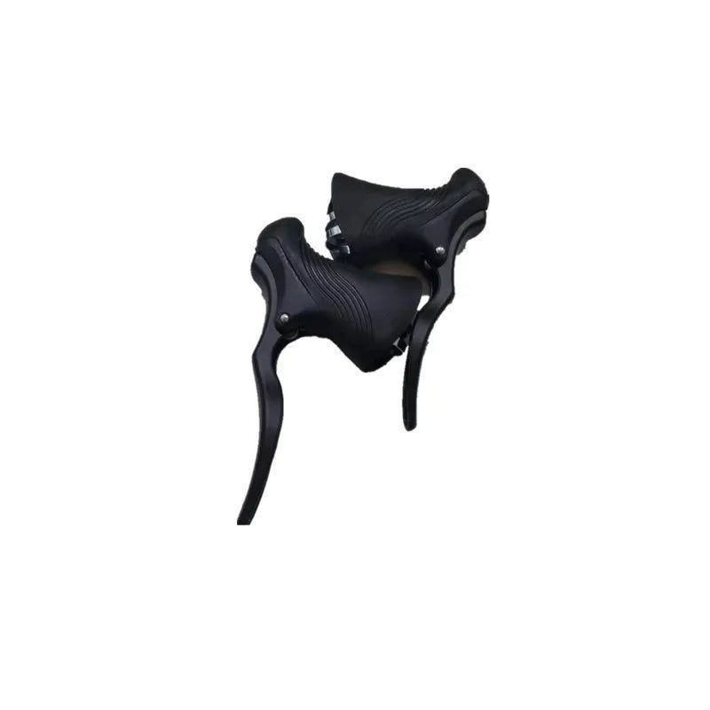 Pair of aluminium alloy road bicycle brake handles in black or black-silver colours