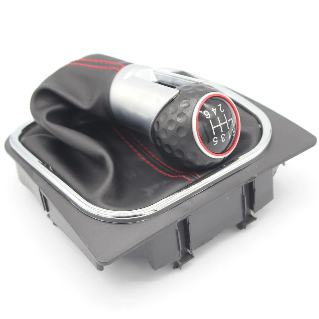 Leather gear knob handball for manual Volkswagen Golf 5, Golf 6, and Golf 7 models.