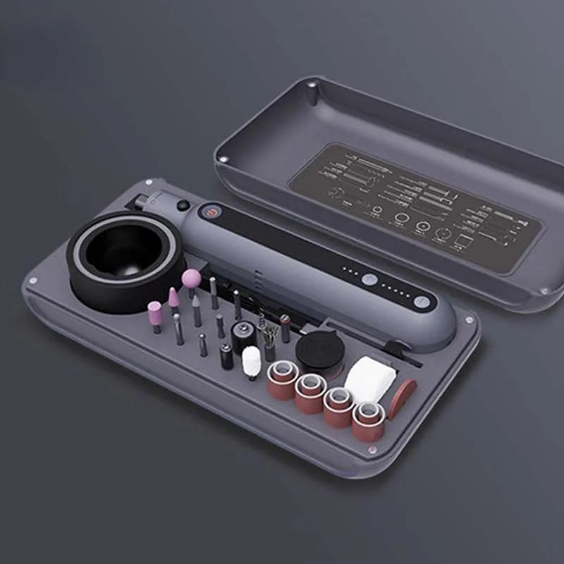 Compact mini polishing and cutting machine set with lithium battery and adjustable speed control