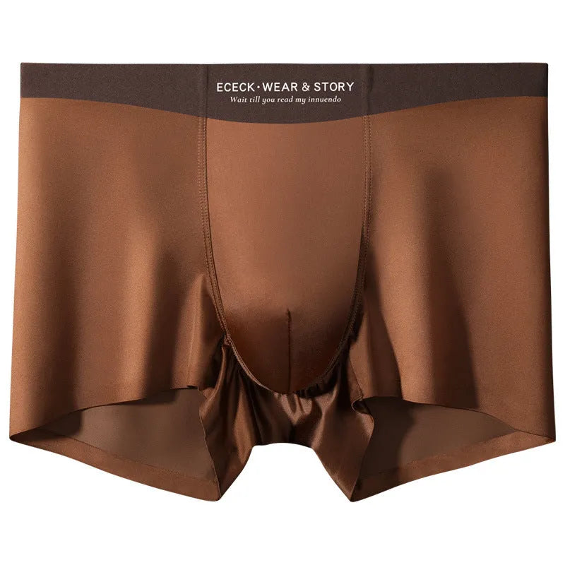 Men's colourblock Ice Silk underwear in Veil White, shown flat to display seamless design and knit fabric texture.