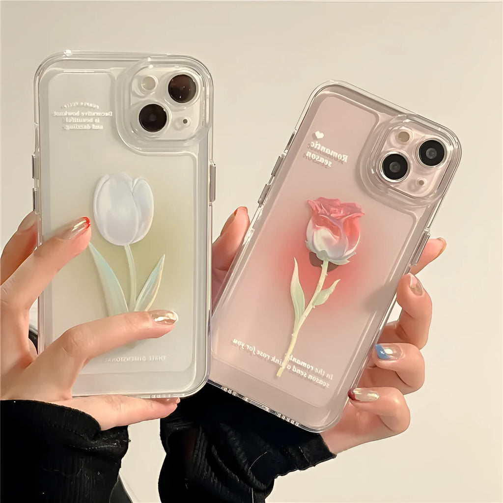 iPhone all-inclusive TPU protective case in gradient tulip colour showing edge-to-edge coverage design