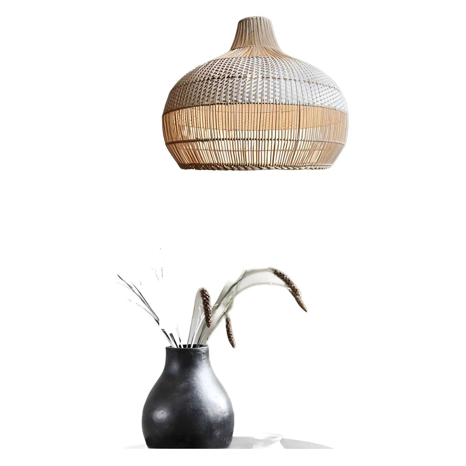 Rattan living room chandelier with silent wind design measuring 60cm in diameter