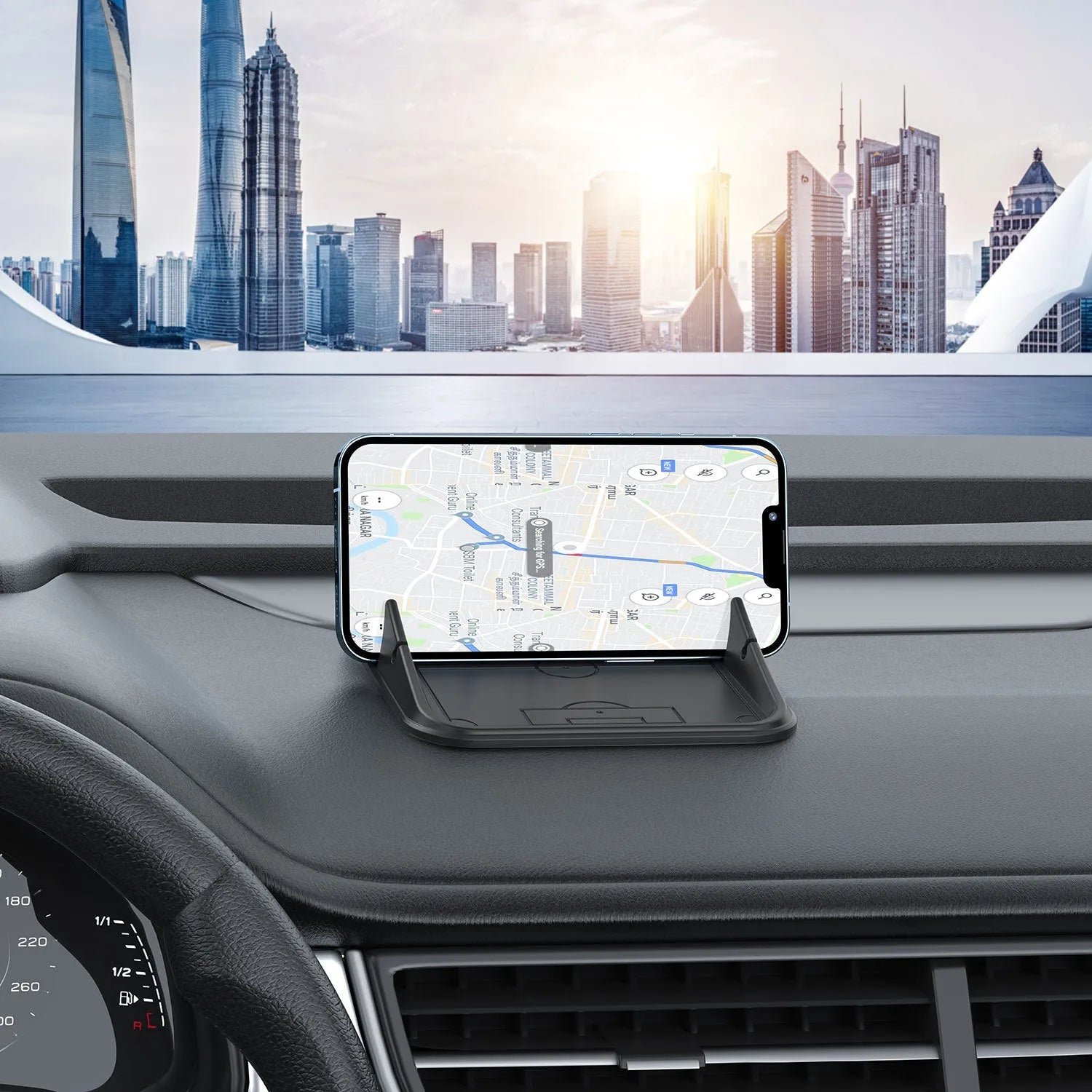 Silicone automobile phone holder with suction cup base in Peak-X5 colour