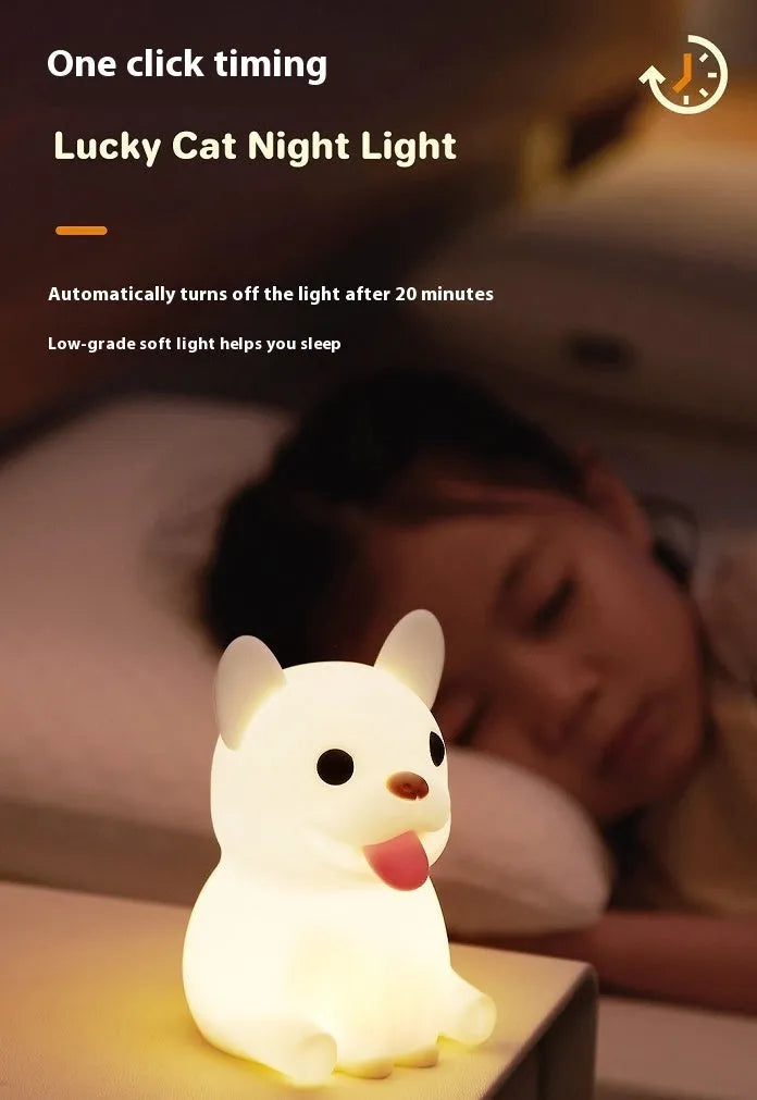 Silicone animal-shaped USB night light with dimming function for bedside use