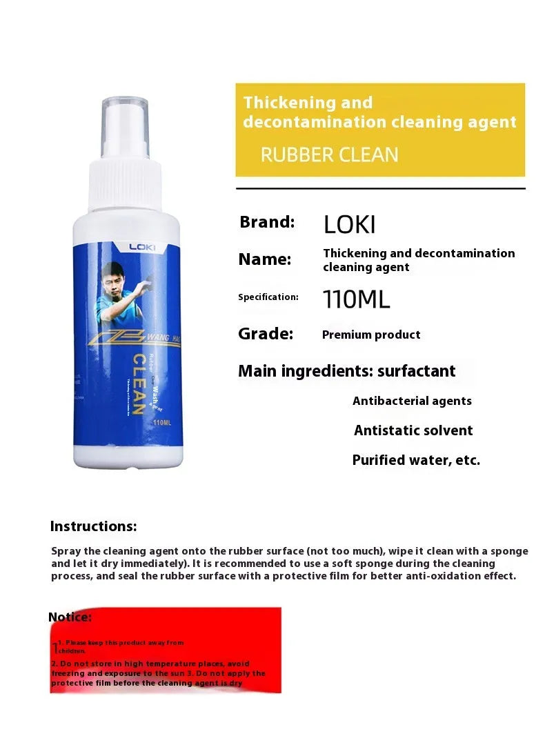 110ml table tennis rubber cleaning liquid bottle with sponge applicator for paddle maintenance