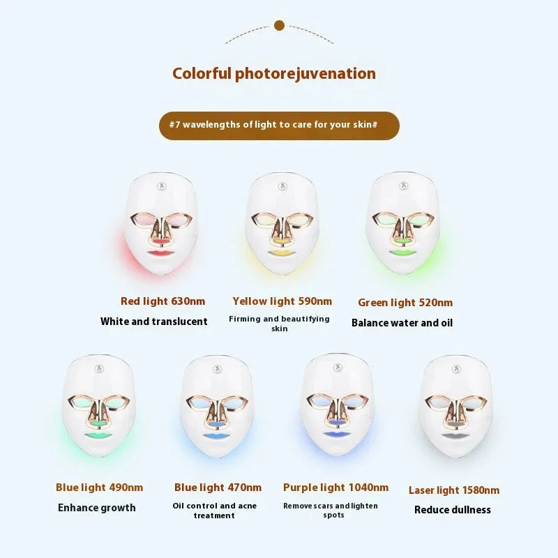 Rechargeable LED facial beauty mask with touch controls in black gold edge colour