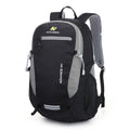 30 litre dark green nylon outdoor backpack with airpillow straps on a grey background.
