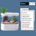 Desktop self-circulation mini aquarium with LED light and USB pump in black plastic