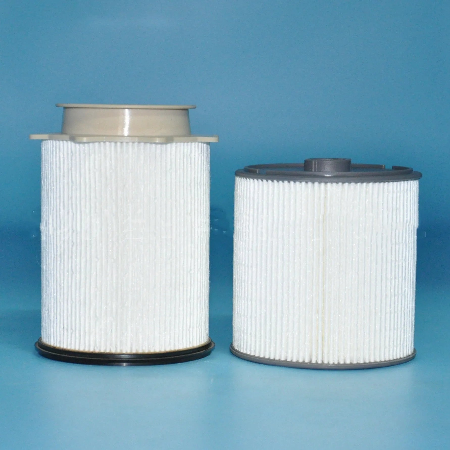 White fuel filter kit for RAM truck Cummins 6.7L diesel engine replacement.