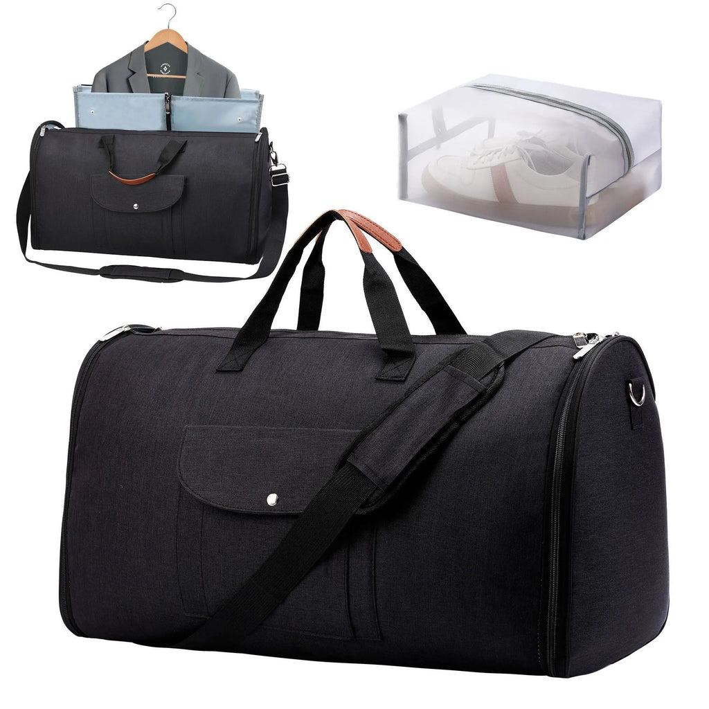 Dark blue Oxford cloth duffel bag with 36-55 litre capacity for business travel