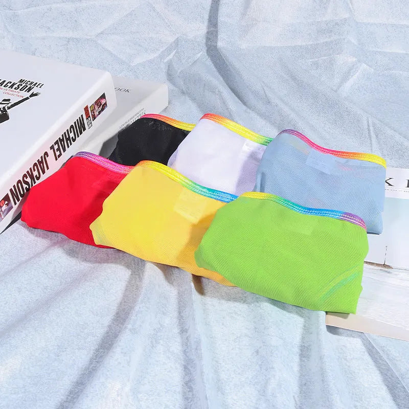 Women's mesh underwear in multiple colours showing breathable knitted fabric construction