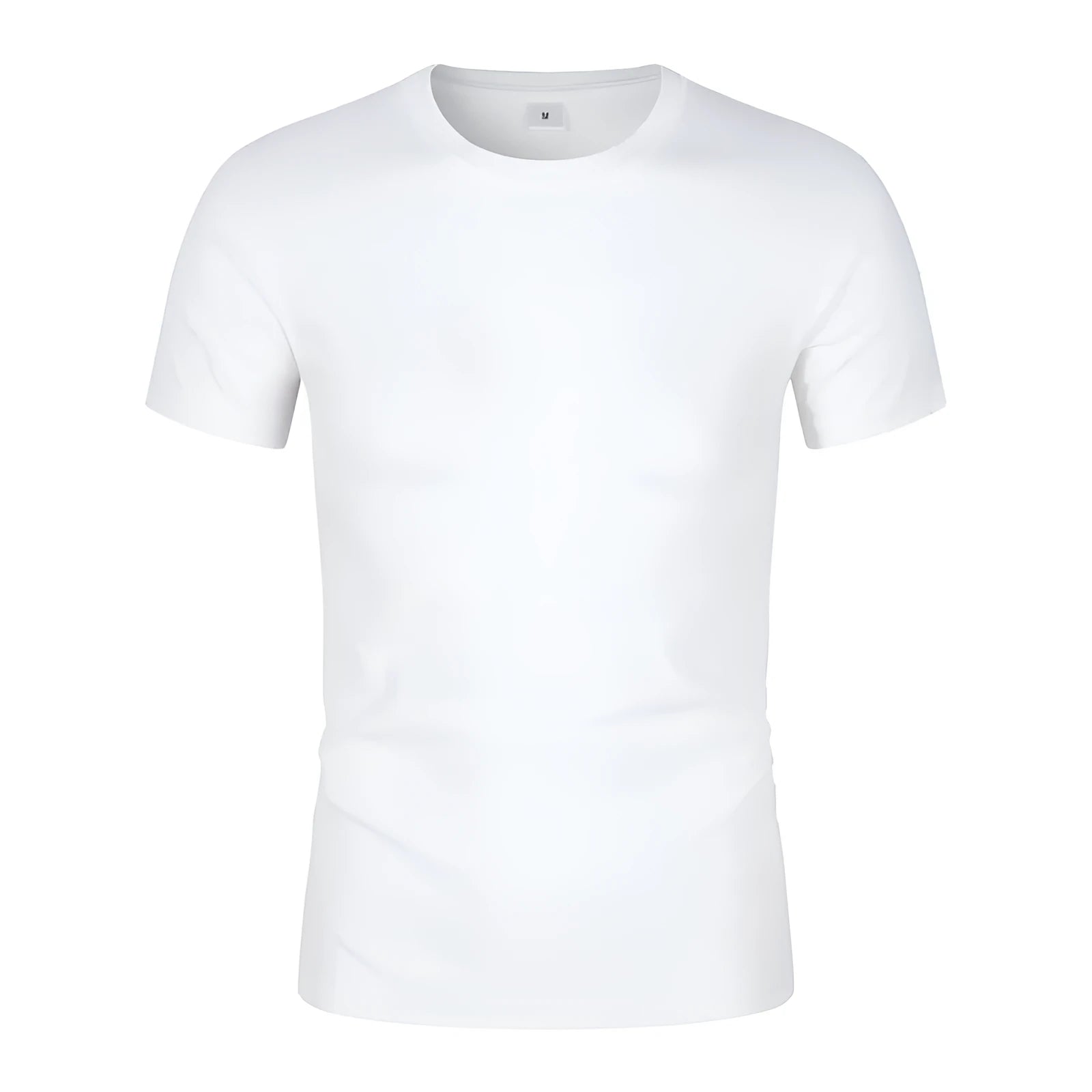 Men's solid colour short sleeve cotton blend t-shirt on a hanger, shown in black and white.