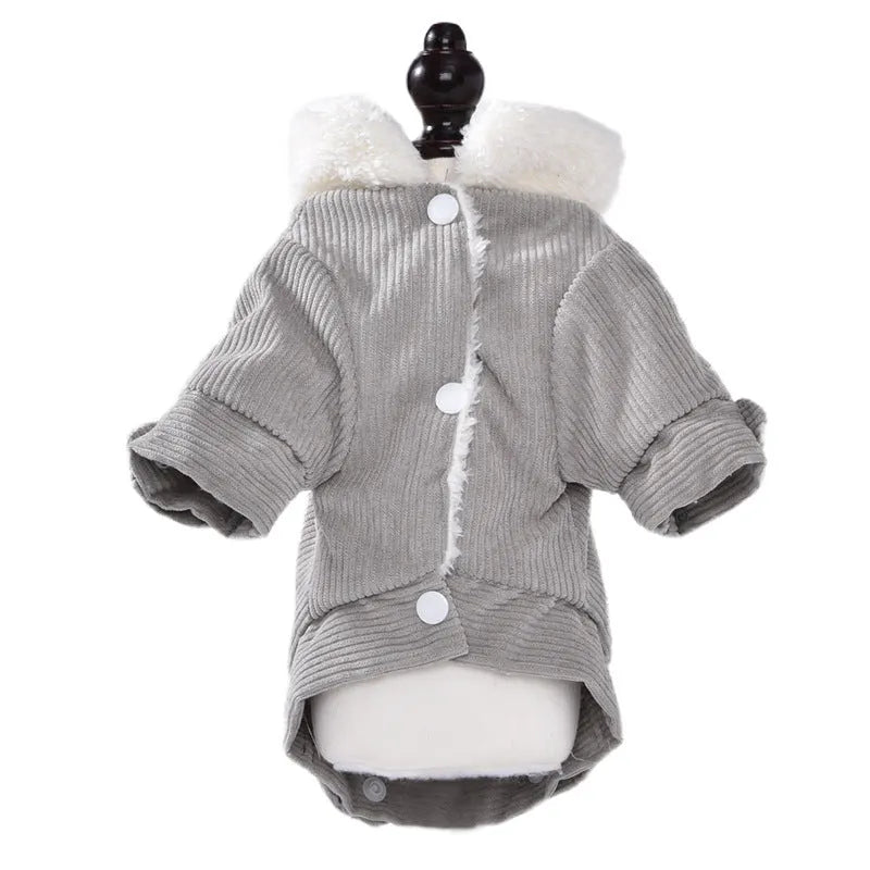 Lambswool dog vest with fleece lining in grey and pink colours for autumn and winter warmth