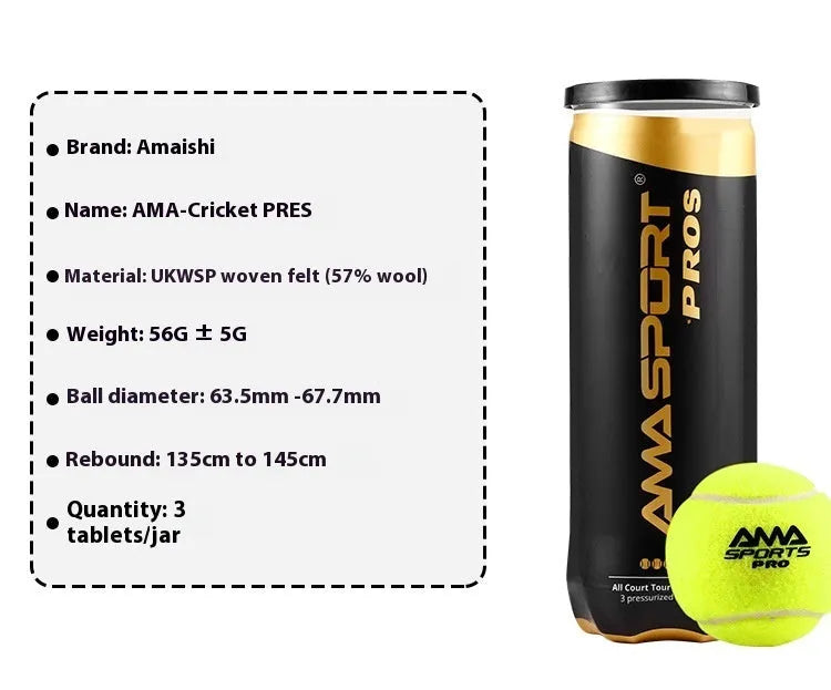 Three high elasticity tennis training balls in black, green and yellow colours for sports coaching