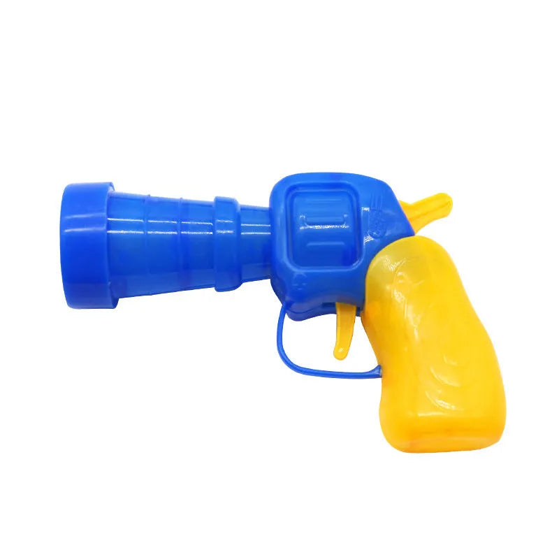 A 30cm long plush ball launcher gun for pets with a selection of soft 3cm yarn balls.