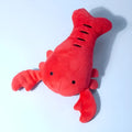 Red lobster crab shaped squeaky stuffed chew toy for small and medium sized dogs