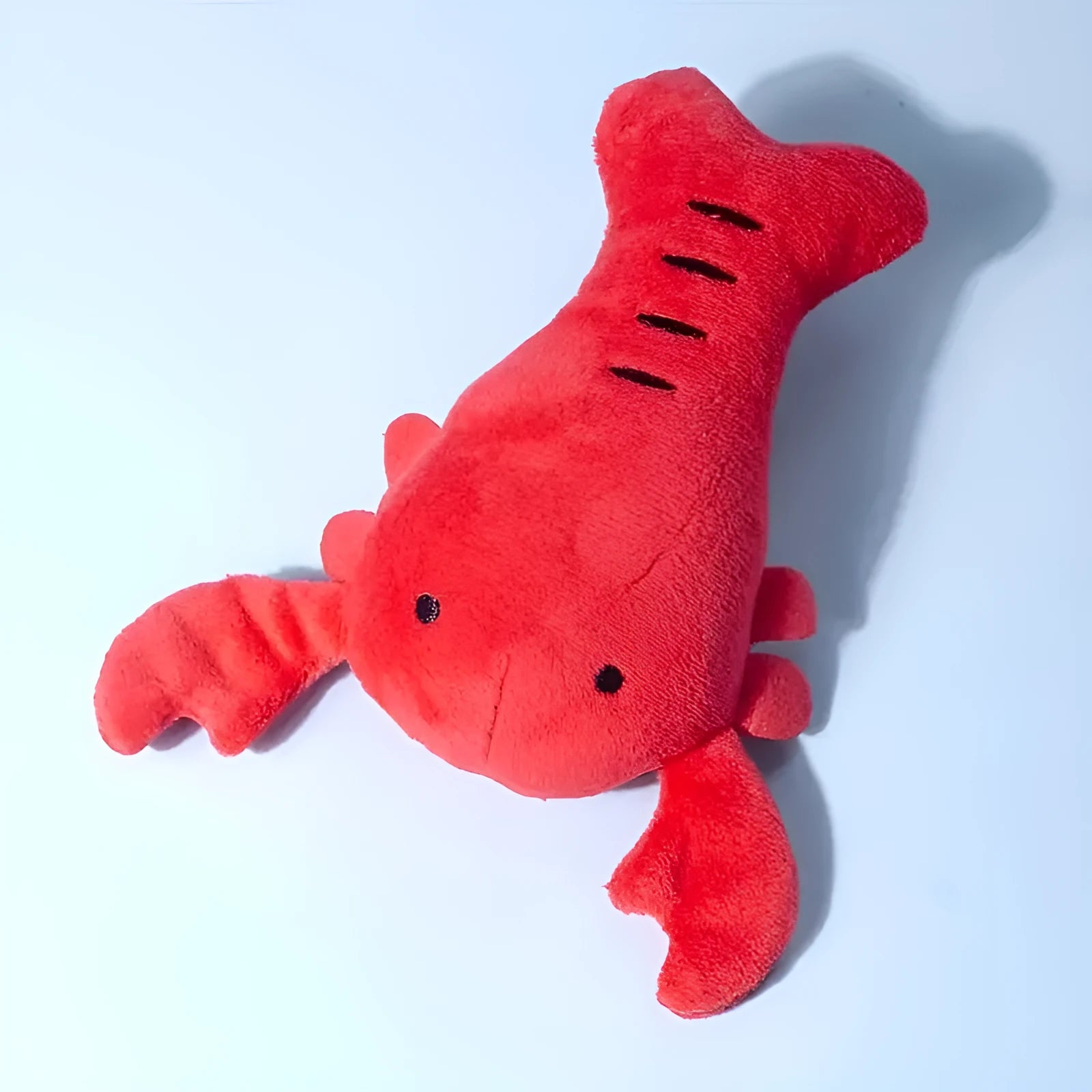 Red lobster crab shaped squeaky stuffed chew toy for small and medium sized dogs
