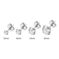 Geometric square stainless steel stud earrings with round zircon stones in gold and steel colour finishes