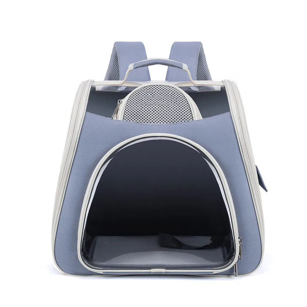 Portable foldable pet bag in solid colour, medium capacity, made from PU and PVC, available in blue green pink gray white