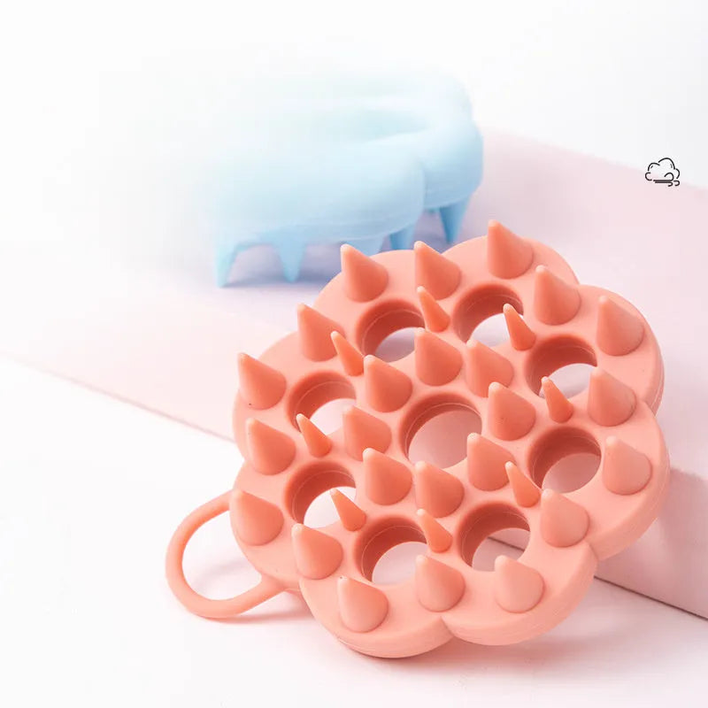 Silicone pet grooming brush with textured fingers for wet and dry use on dogs and cats