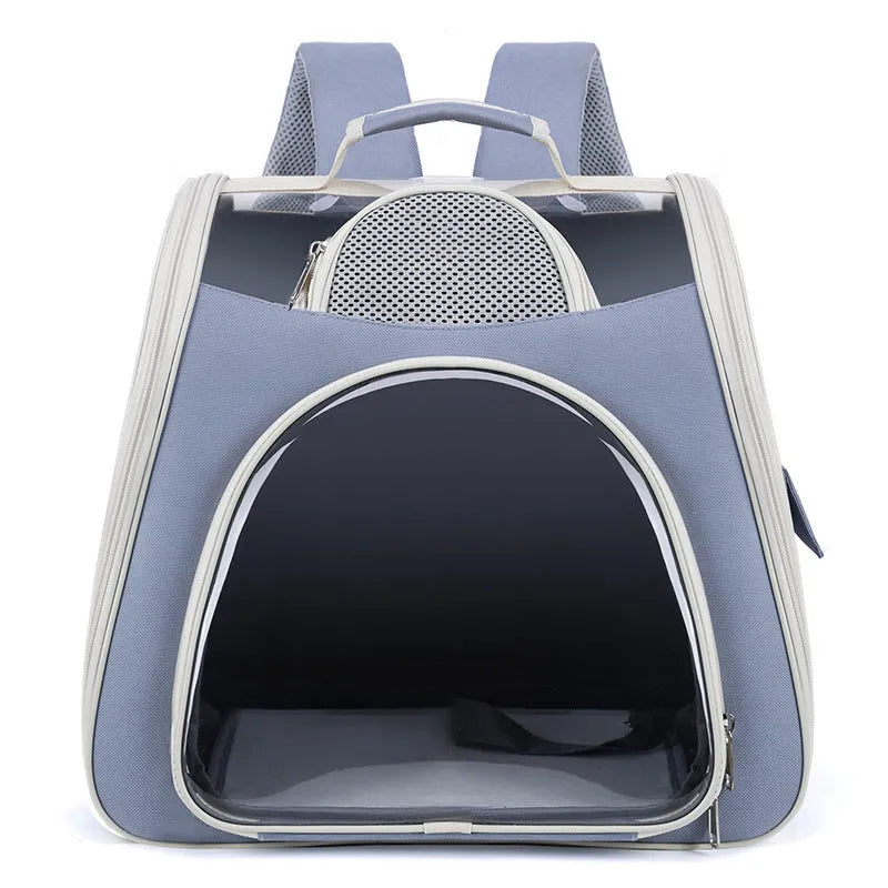 Portable foldable pet bag in solid colour, medium capacity, made from PU and PVC, available in blue green pink gray white
