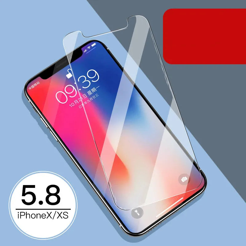 iPhone 11 Pro Max tempered glass screen protector with rear film showing 10D explosion-proof edges.
