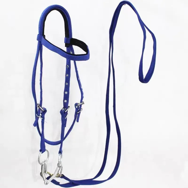 Black large fibre horse halter rope 1.3m for equestrian riding and leading