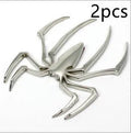 Zinc alloy 3D spider car bumper sticker in gold, silver, black, and red colours.