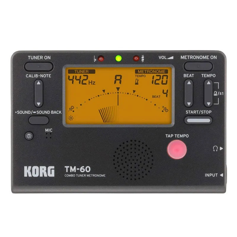 TM-60 black and white electronic metronome with plastic shell and digital display