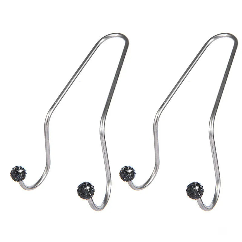 Two stainless steel diamond decorative hooks for car seat organisation in various colours.