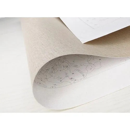 Scared Or Surprised cat design painting by numbers kit showing canvas, acrylic paints, and three brushes.