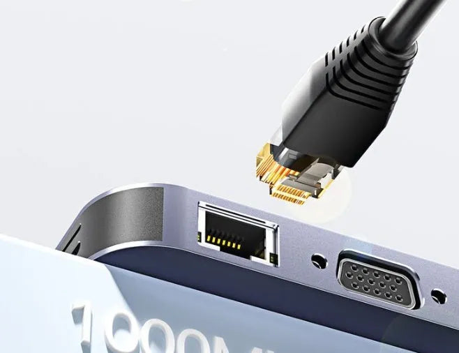 11-in-1 USB-C expansion dock with Ethernet, HDMI, USB ports, and card readers on a 20cm cable.