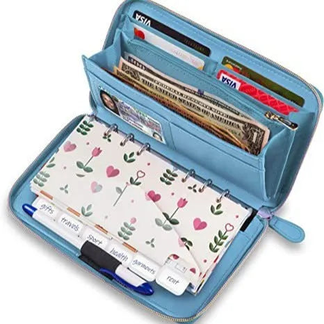Slim PU leather anti-theft RFID blocking card holder wallet shown in multiple colour options.