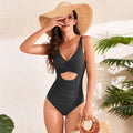 Solid colour high waist swimsuit with cross pack pleating detail in nylon fabric