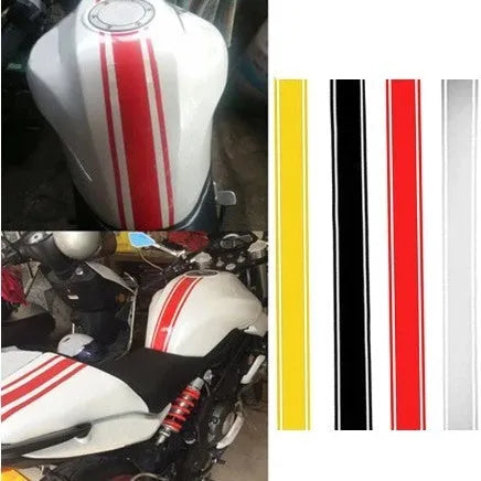 Motorcycle reflective pinstripe sticker in black, red, silver or yellow for petrol tank customisation