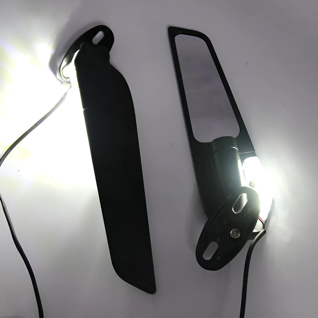 Pair of yellow-light aluminium motorcycle spoiler rearview mirrors with convex lenses, model SH-620-5