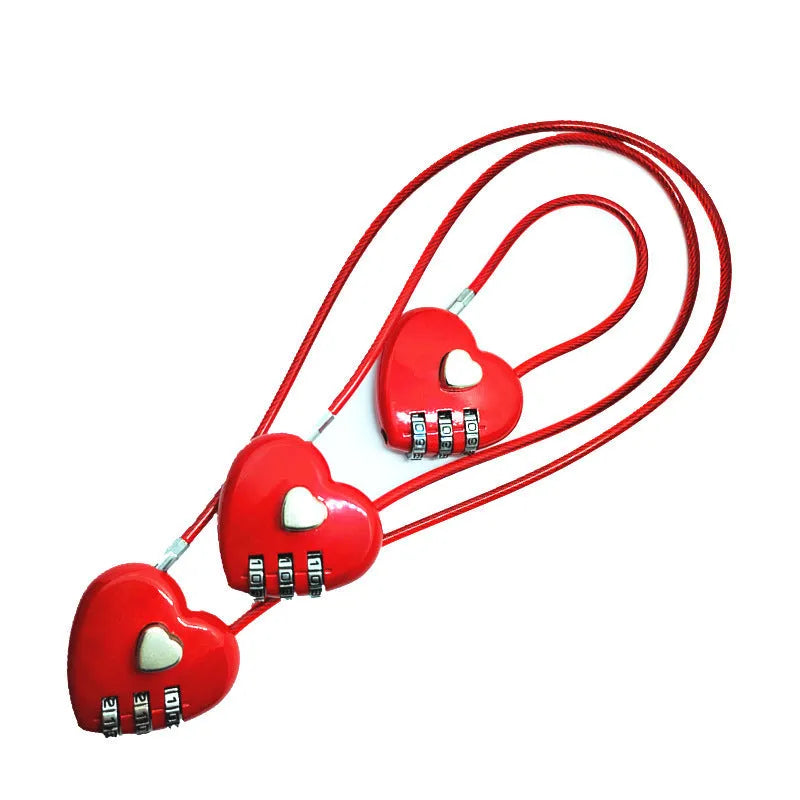 Heart shaped ABS plastic bike lock with steel cable in multiple colour options