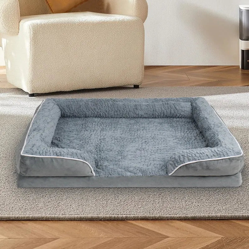 Waterproof dog kennel pad with removable cloth cover in brown colour