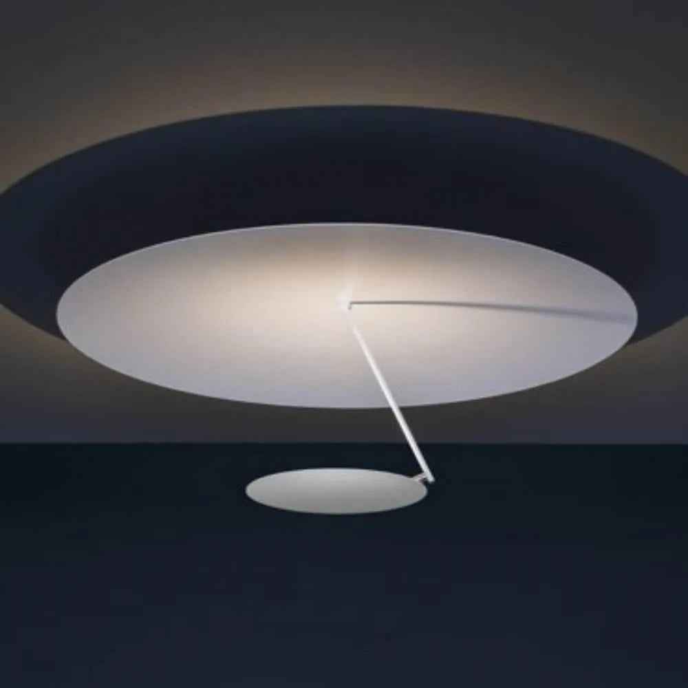 White iron art chandelier ceiling lamp with a 50cm diameter and warm LED light.