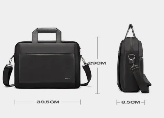 Men's large capacity Oxford cloth computer bag for 15-inch laptop in black solid colour with sewing thread detail