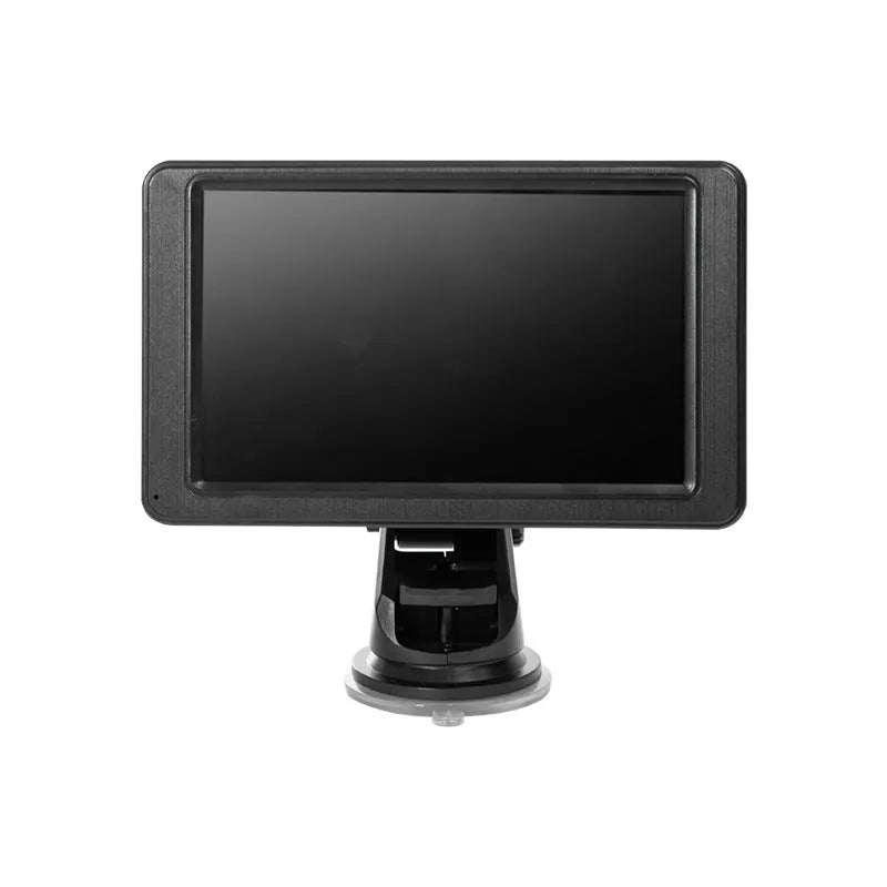 7-inch vehicle MP5 player with LCD screen and mounting bracket on black background