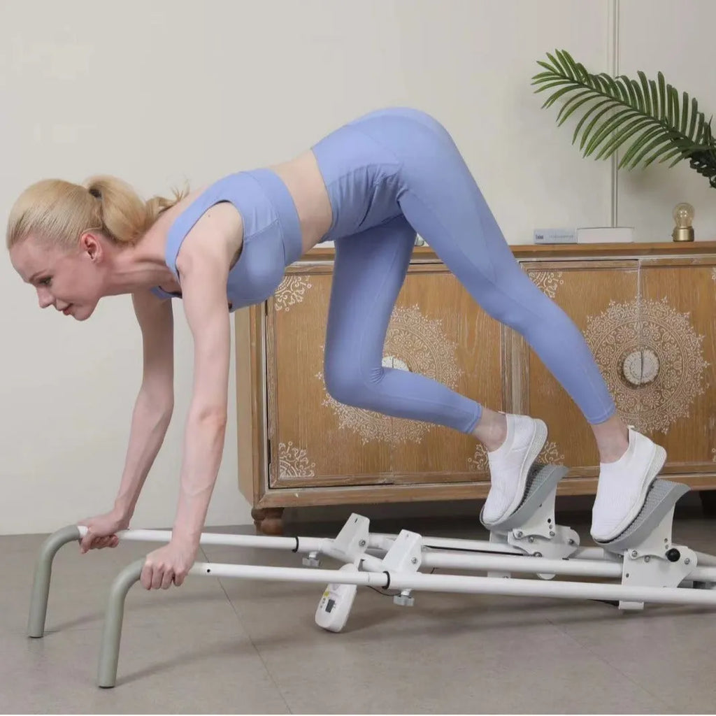 Starlight White foldable indoor treadmill and climbing machine for home fitness