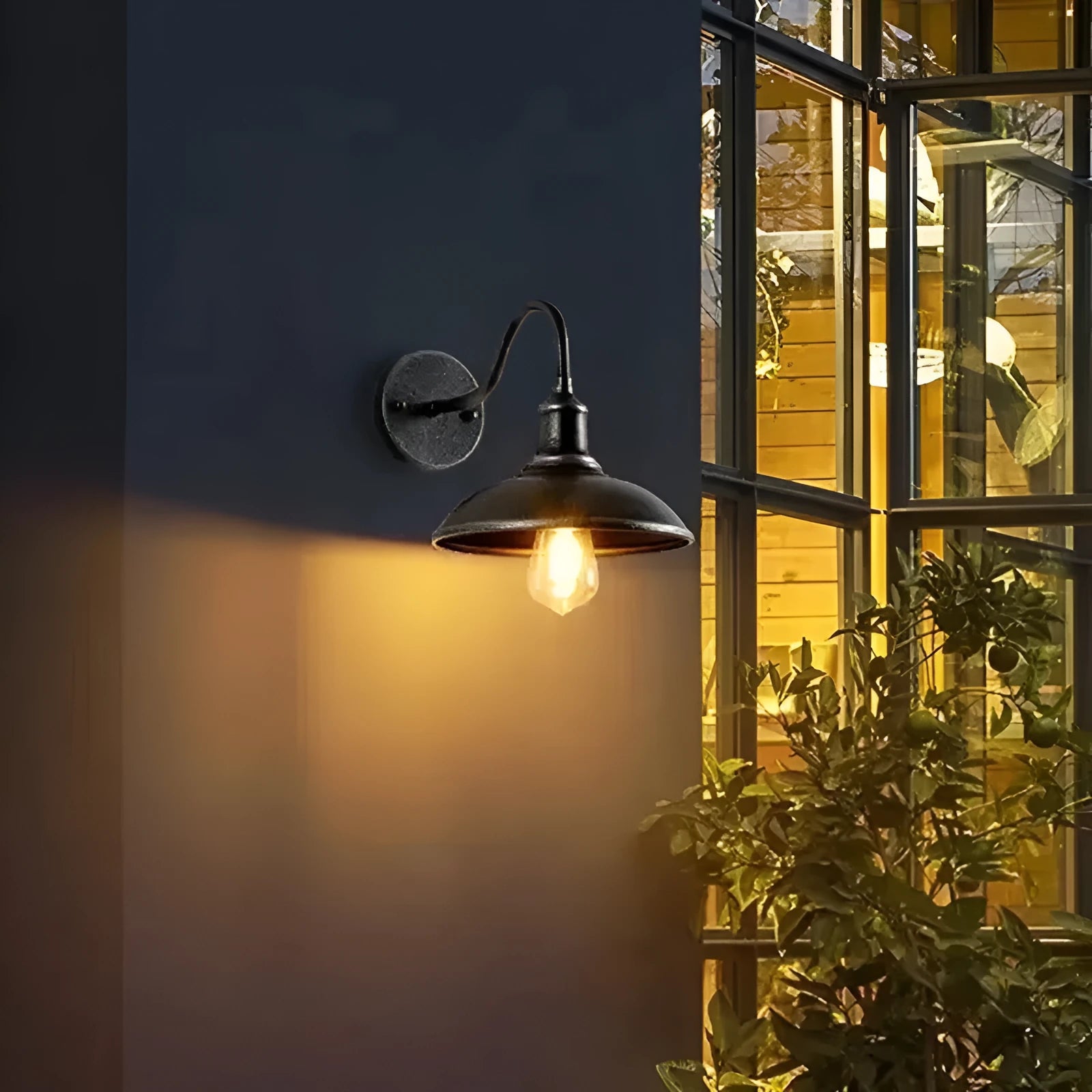 Retro villa courtyard wall lamp in silver or copper finish with right angle or oblique angle mounting options