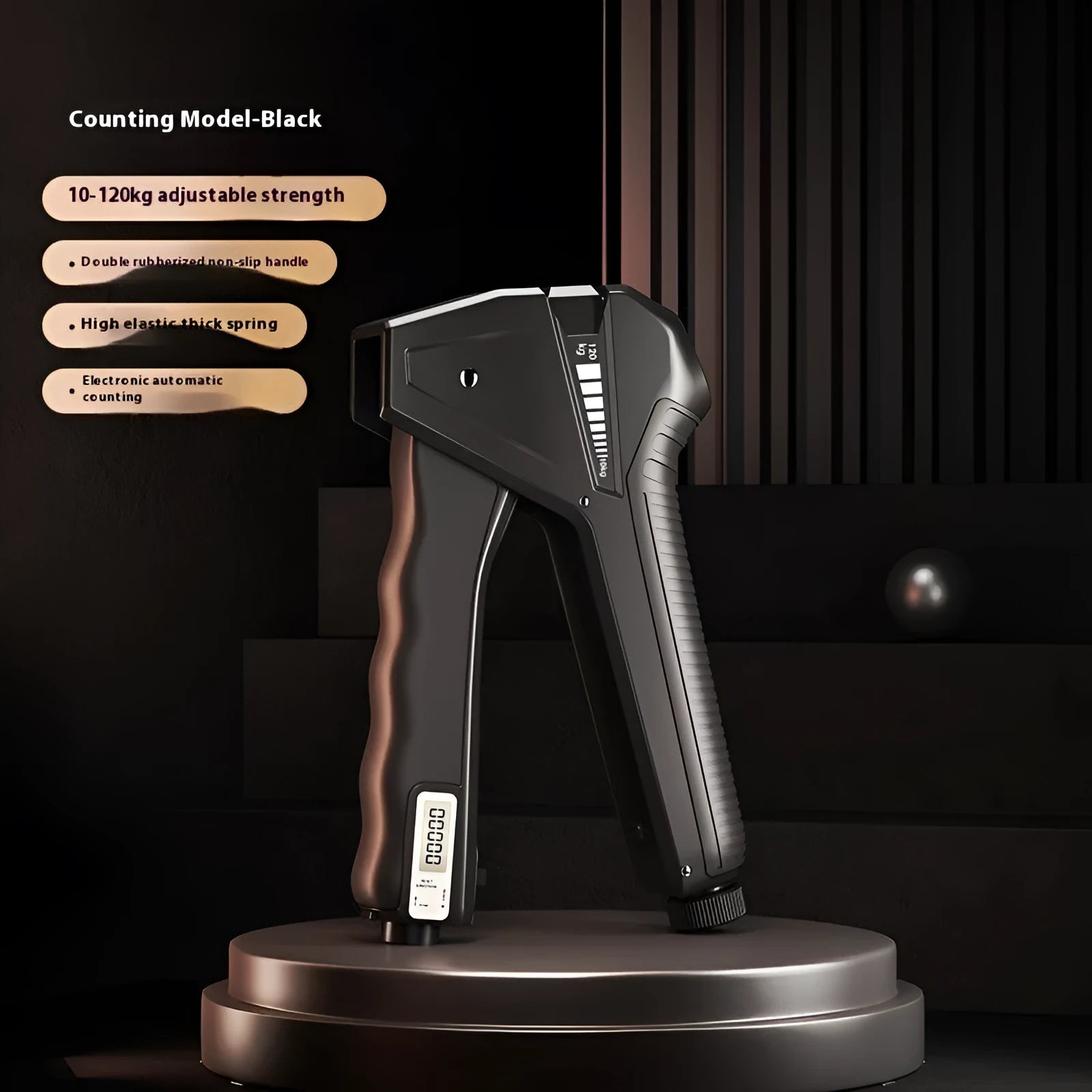 Adjustable hand gripper exercise equipment with mechanical force counter display in multiple colour options