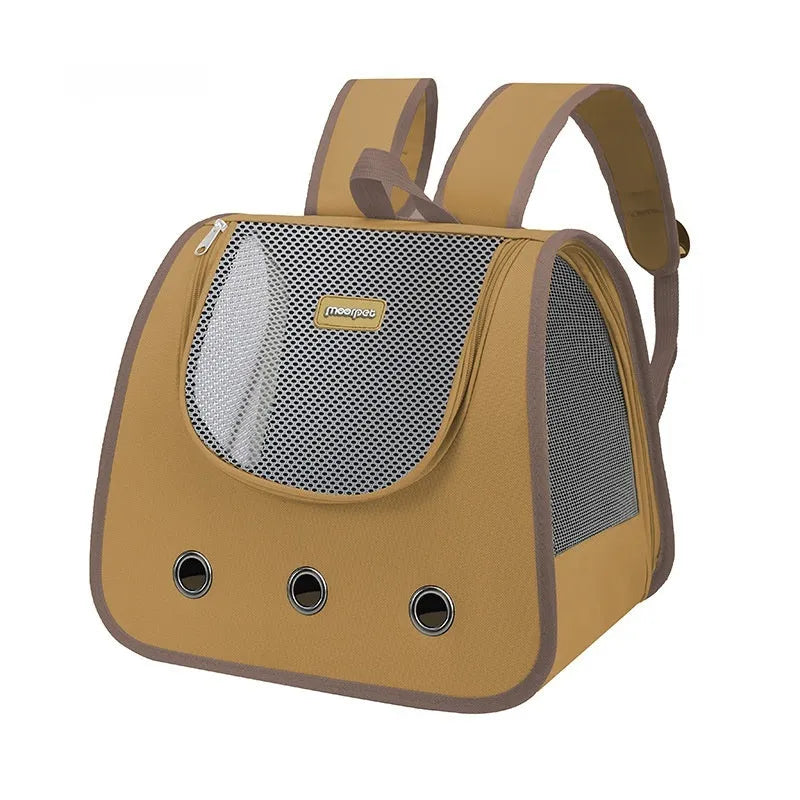 Durable Oxford fabric cat backpack in a solid colour, showing large capacity and backpack straps for portable use.