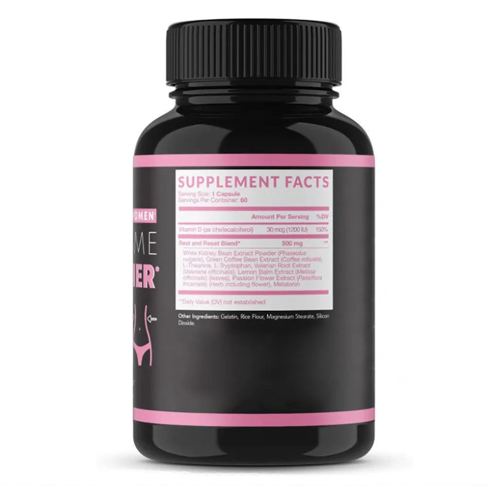 Bottle of L-Carnitine and White Kidney Bean Extract dietary supplement capsules, 60 count.